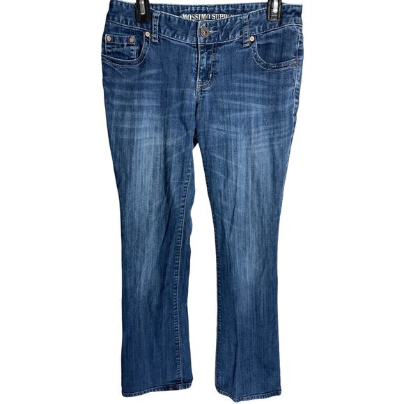 Mossimo Bootcut Jeans Junior Size 7 Dark Blue Denim Low Rise Y2K Cotton Casual - Picture 1 of 5